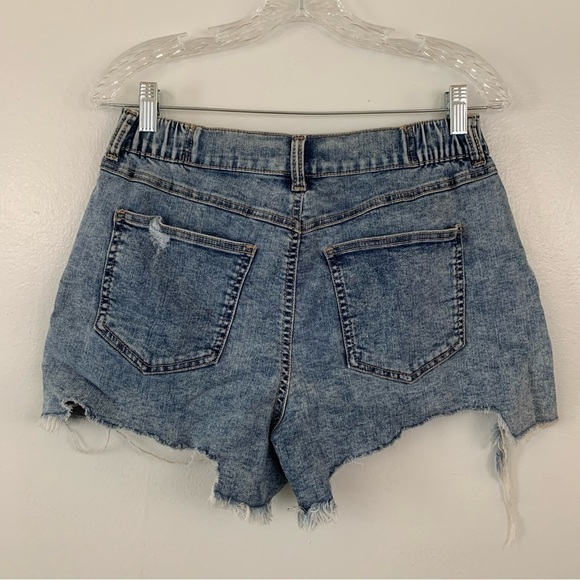 Rewash High Waist Heavily Distressed Raw Hem Denim Short Shorts Size 11 - Picture 2 of 5